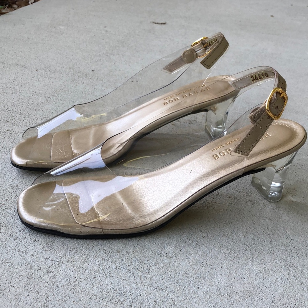 BOB BAKER Cinderella Clear Peep Toe Sling Back Heels